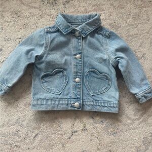 Blue denim jacket with heart pockets size 12-18 months